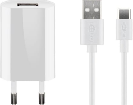 Goobay 5 W USB-C oplaadset, Voeding met Type-C kabel 1 m (wit)