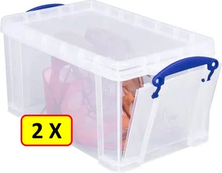 2 x Opbergbox Really Useful Box - 8 liter 34x20x17,5 cm - transparant wit