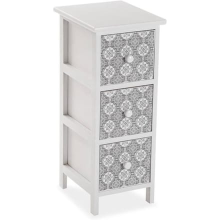 Armoire Étagère de salle de bain Benno - 62 x 25 x 29 cm - Commode avec 3 tiroirs de rangement en Bois - Blanc et gris - Versa blanc