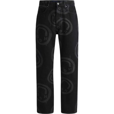 Hugo Mens Nate Grafische Print Jeans (Zwart)