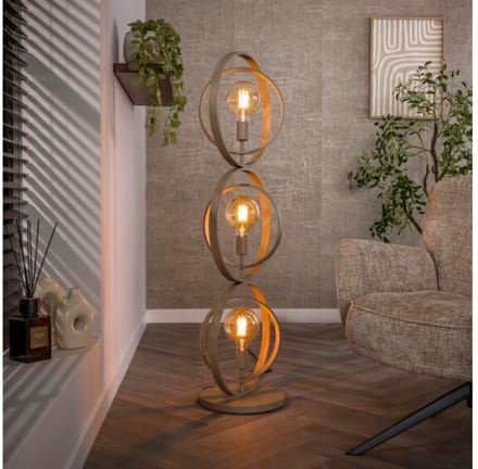 Vloerlamp 3L Turn around - Beige - 40x40x124 cm