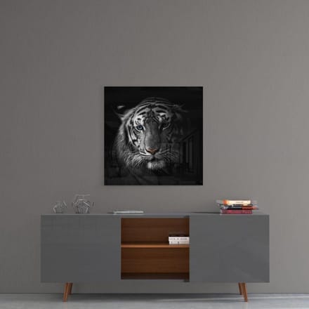Tijger Glas Schilderij  - 100 x100 CM