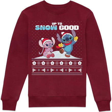 Disney Lilo & Stitch Christmas Jumper Sweatshirt - Burgundy - L