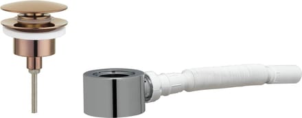Ben Push Wastafel Afvoerplug Set - Afsluitbaar - met plat Meubelsifon 5/4" - Koper
