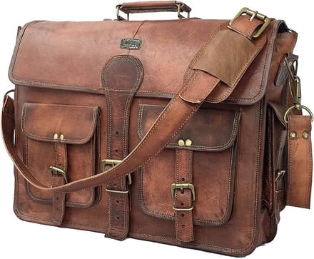 Handgemaakte Leren Laptop Tas Schoudertas Koerierstas Vintage Heren & Dames
