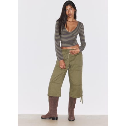 Stradivarius Top met lange mouwen en uitsnijding onder de borst  Kaki XL