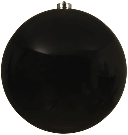 Decoris Kerstbal - zwart - groot - 20 cm - kunststof - glans - kerstversiering