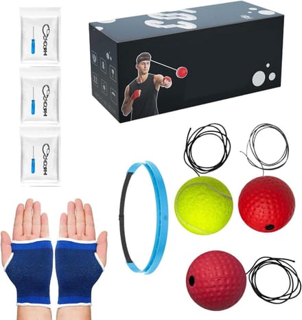 Boksbal Hoofdband - Trainingsbal Reflex - Verbeter Coördinatie - Verstelbare Flexibele Band - 6 cm Bal - Meerdere Kleuren