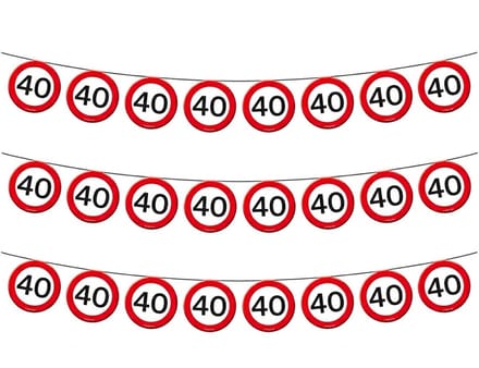 Vlaggenlijn - 3x - papier - 10 meter - 40 jaar - verkeersborden - feestversiering