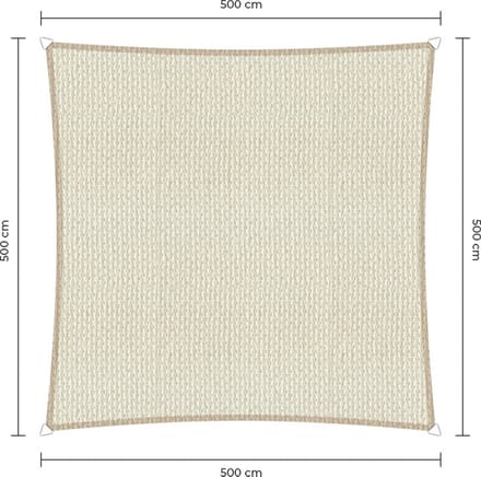 Sunfighters vierkant schaduwdoek - 5 x 5 m - Ivoor - Waterdoorlatend