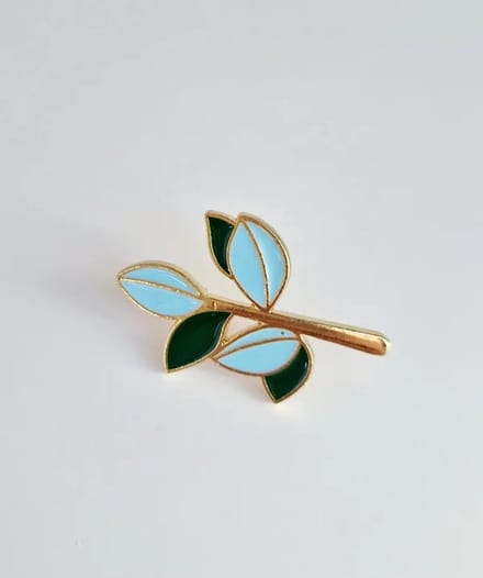 Broche takje met bladeren - verguld - Sierspeld - Sjaalspeld -