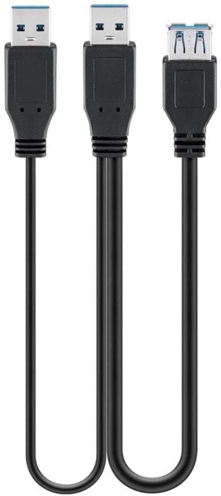 Pro USB 3.0 dual Stroom SuperSpeed cable Zwart