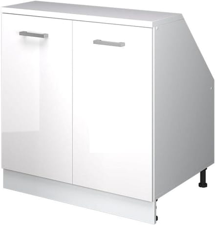 Keukenkast Schuin Dak - Hoekkast - Ruimte Optimaliseren - Extra Opbergruimte - 80 cm Breed - Wit Hoogglans