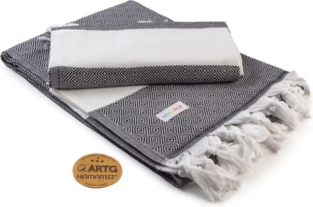 ARTG® Hamamzz - Hamamdoek - Original Marmaris DeLuxe - Zwart/Wit - 100 x 180 cm - AR056