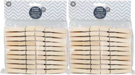 Urban Living Basic plus Size wasknijpers - 80x - bamboe hout - 8 cm - was ophangen