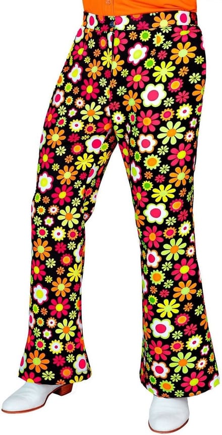 Jaren 70 broek flowers heren