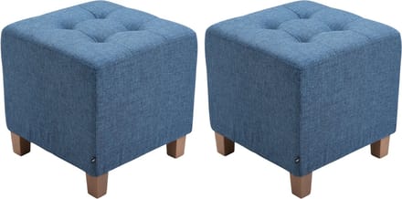CLP Pharao Set van 2 hockers - Kruk - Vierkant - antiek-licht - blauw
