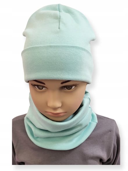Dartomik - Kinder Set - Muts en Sjaal - Maat 52-56 - Dubbele Laag - Mint