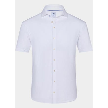R2 Amsterdam Casual hemd korte mouw solid seersucker short sleeve 132.wspss.031/004