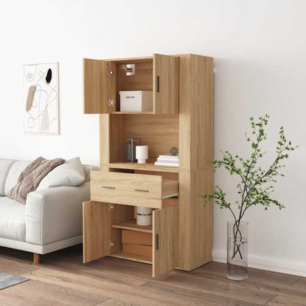 vidaXL - Hoge - kast - bewerkt - hout - sonoma - eikenkleurig