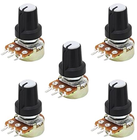 Lineaire Potentiometer 10K Ohm B10K - 5 Stuks met Dopmoeren en Sluitringen