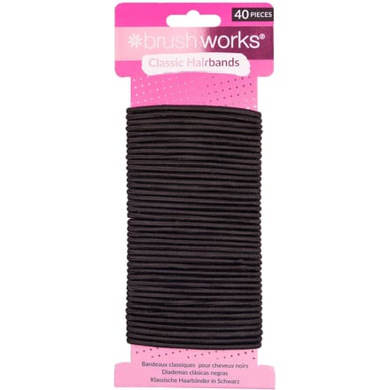 brushworks Classic Black Hairbands 40 st
