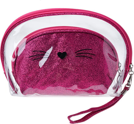 Juleeze Toilettas Dames Set van 2 24x15 / 19x12 cm Roze Polyurethaan Kat