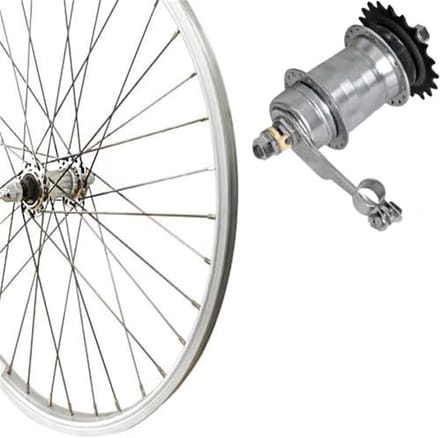 28 inch Fietsachterwiel Aluminium met Terugtraprem - Zilver