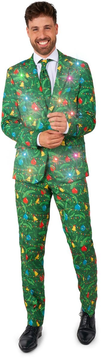 Suitmeister Christmas Green Tree - Light Up - Heren Pak - Kerst - Groen - Maat S