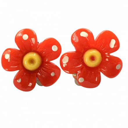 Clip oorbellen rood bloem kinderen
