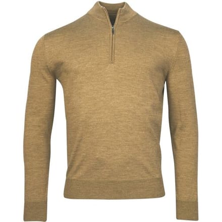 Baileys Trui Merino Wool Half Zip Uni Color Single Knit Donker Zand / male