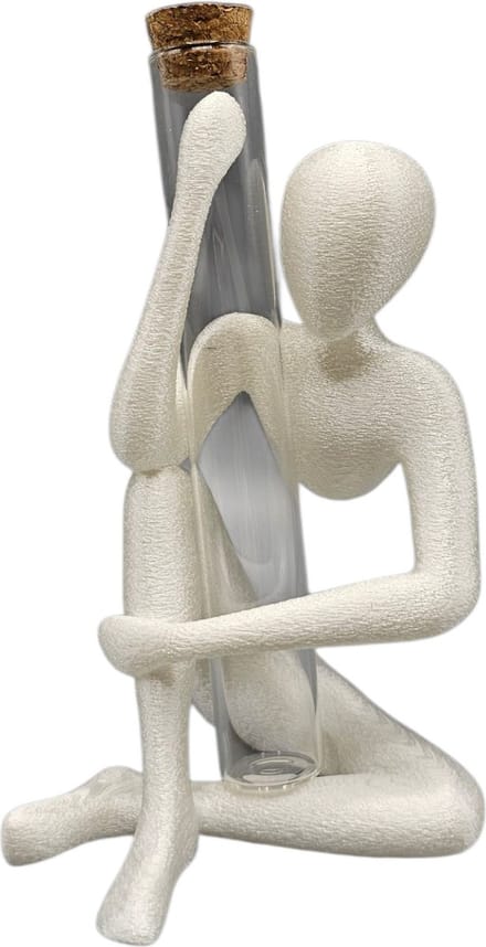 Layerzz - Decoratief 3D geprint beeldje - NObody - Testtube - bloemetje - 15cm - wit
