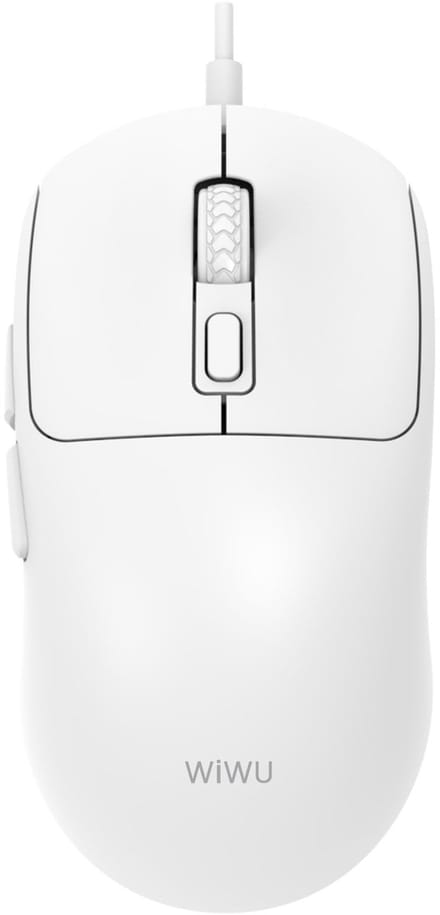WiWU Bedrade Optische Muis - 6 Knoppen - Ergonomisch Design - 1.8m Kabel - Wit