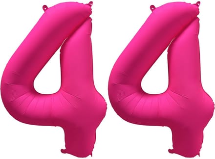 Folieballon 44 jaar - Neon Roze - 86 cm