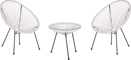ACAPULCO II - Bistroset voor 2 - Wit - PE rotan