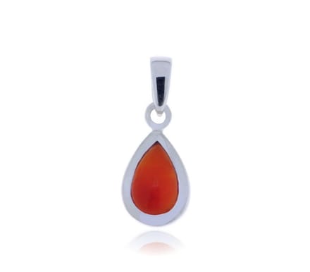 SilverGems Zilveren hanger met druppelvormige cabouchon geslepen Carneool edelsteen