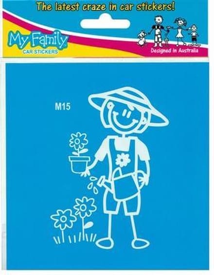 Moeder in tuin - autosticker - The Sticker Family - wit - 10 cm
