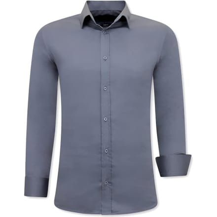 Luxe Speciale Blanco Heren Overhemden - Slim Fit - 3080 - Grijs