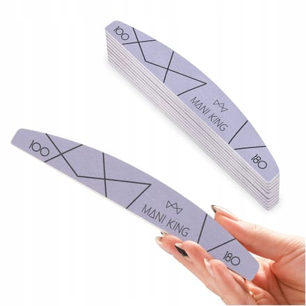 Mani King Nagelvijl Set - 10 stuks - 100/180 - Halve Maan