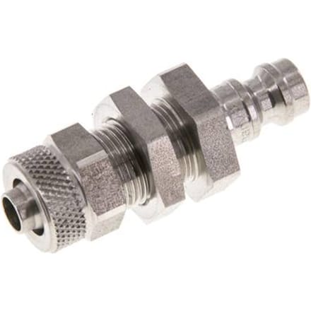 RVS DN 5 Luchtkoppeling Insteeknippel 6x8 mm Push-On Schotkoppeling - CLP5-NB-S-6