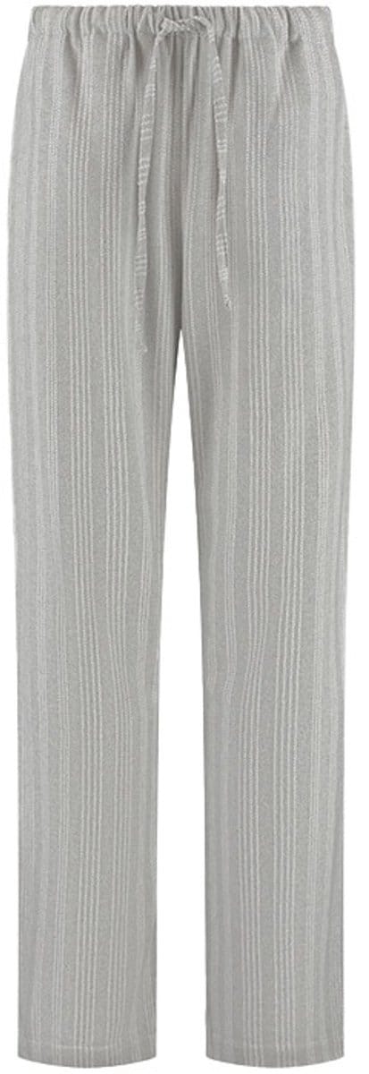 Yumeko pyjamabroek dames flanel lichtgrijs/wit stripe m