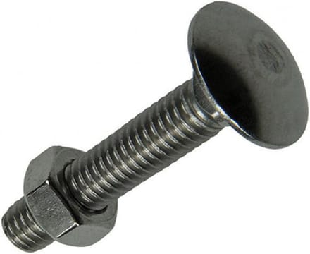 Houtbout-Slotbout met Moer. Rvs-A2. M8 x 40mm. Lang. 4 Stuks. Slotbouten. Sam.
