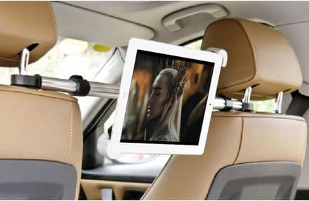 GadgetBay - Tablethouder - Universeel - Auto hoofdsteunklem - 360 graden draaibaar - Aluminium - Zwart