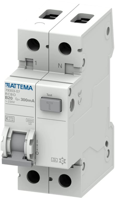 ATTEMA Click-mate NXT aardlekautomaat 1-polig+nul 20A B-kar 300mA (AT90220)
