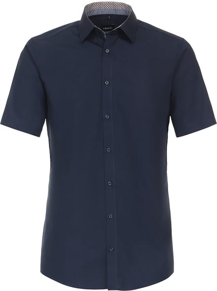 Blauw Overhemd Korte Mouw Strijkvrij Modern Fit Venti - L