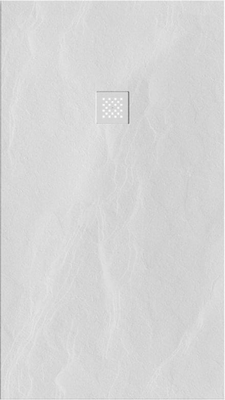 Saniclass Relievo Crag Douchebak - 90x160cm - antislip - antibacterieel - mineraalmarmer - mat wit