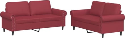 vidaXL - 2-delige - Loungeset - met - kussens - kunstleer - wijnrood