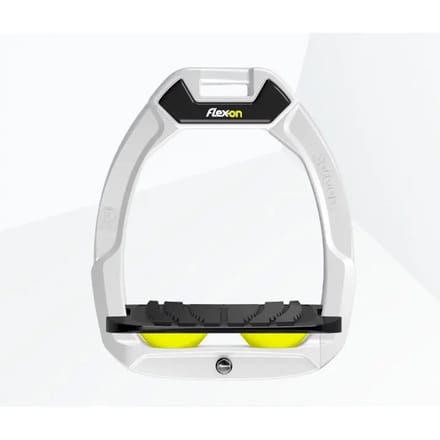 Safety stirrups rijders Schuin Grip Wit/Zwart/Geel Flex-On Safe-On