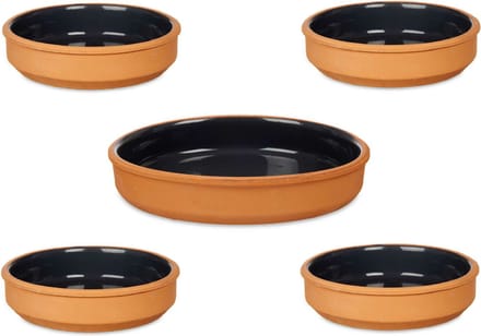 La Dehesa - 5x Tapas/creme brulee schaaltjes - terra/zwart - 4x 16 cm/1x 23 cm
