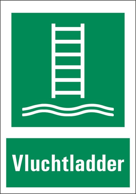 Vluchtladder sticker met tekst 210 x 297 mm